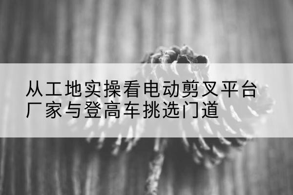 枣庄电动剪叉升降平台厂家-从工地实操看电动剪叉平台厂家与登高车挑选门道